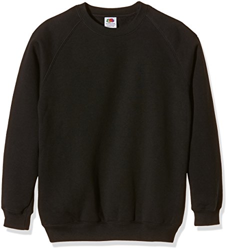 Fruit of the Loom Unisex Kinder Raglan Premium Sweatshirt, Schwarz, 10-11 Jahre von Fruit of the Loom