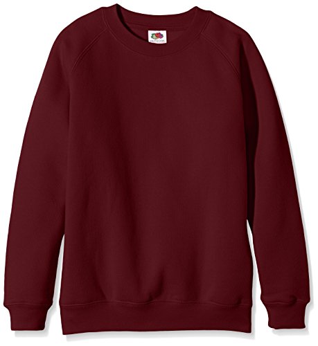 Fruit of the Loom Unisex Kinder Raglan Premium Sweatshirt, burgunderfarben, 10-11 Jahre von Fruit of the Loom