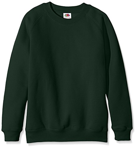 Fruit of the Loom Unisex Kinder Raglan Premium Sweatshirt, flaschengrün, 9-11 Jahre von Fruit of the Loom
