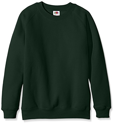 Fruit of the Loom Unisex Kinder Raglan Premium Sweatshirt, flaschengrün, 14-15 Jahre von Fruit of the Loom