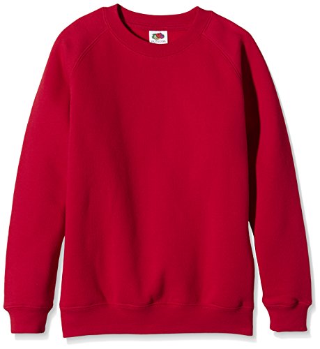 Fruit of the Loom Unisex Kinder Raglan Premium Sweatshirt, rot, 10-11 Jahre von Fruit of the Loom