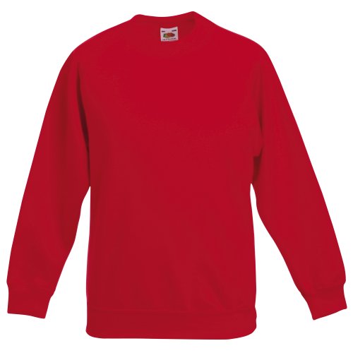 FRUIT OF THE LOOM Unisex Kinder Raglan Premium Sweatshirt, rot, 14-15 Jahre von Fruit of the Loom
