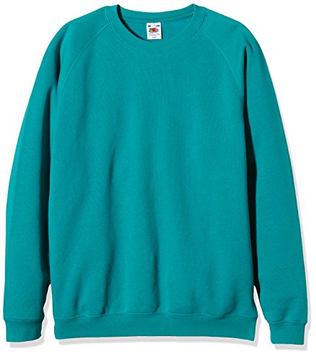 Fruit of the Loom Unisex Kinder Raglan Premium Sweatshirt, smaragdgrün, 14-15 Jahre von Fruit of the Loom