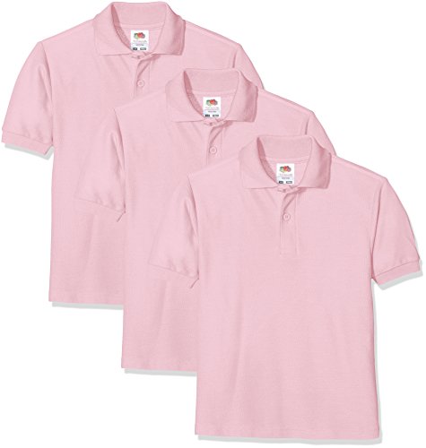 Fruit of the Loom Unisex-Kinder Short Sleeve Poloshirt, Light Pink 52), 12-13 Jahre (3er Pack) von Fruit of the Loom