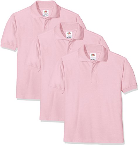 Fruit of the Loom Unisex-Kinder Short Sleeve Poloshirt, Light Pink 52), 5-6 Jahre (3er Pack) von Fruit of the Loom