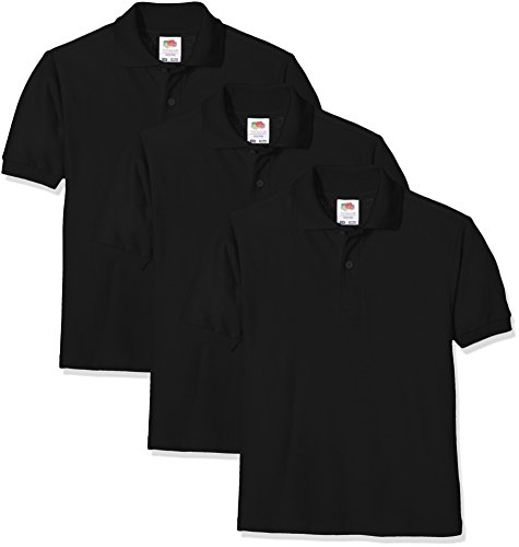 Fruit of the Loom Unisex-Kinder Short Sleeve Poloshirt, Schwarz (Black 36), 14-15 Jahre (3er Pack) von Fruit of the Loom