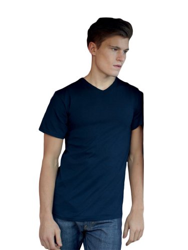 Fruit of the Loom - V-Neck T-Shirt 'Value Weight' Large,Deep Navy von Fruit of the Loom