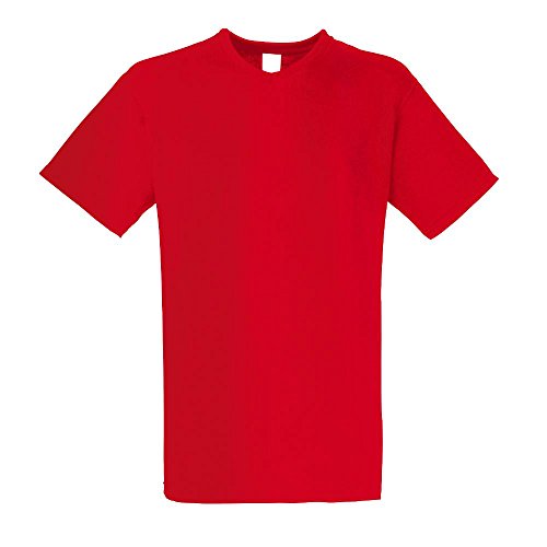 Fruit of the Loom - V-Neck T-Shirt 'Value Weight' S,Red von Fruit of the Loom