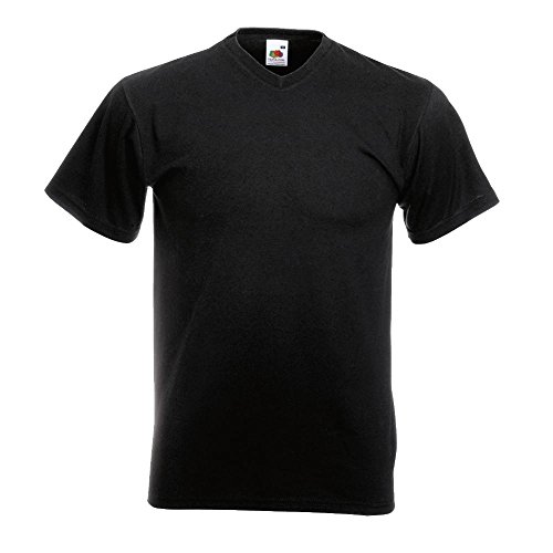 Fruit of the Loom - V-Neck T-Shirt 'Value Weight' XXL,Black von Fruit of the Loom