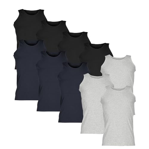 Fruit of the Loom Valueweight Athletic Vest Unterhemd 10er-Pack Herren, 4xSchwarz+3xDeepNavy+3xGrau, XL von Fruit of the Loom