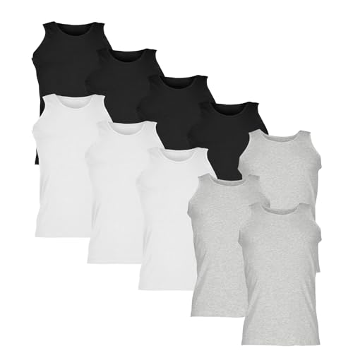 Fruit of the Loom Valueweight Athletic Vest Unterhemd 10er-Pack Herren, 4xSchwarz+3xWeiß+3xGrau, 5XL von Fruit of the Loom