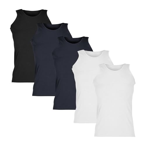 Fruit of the Loom Valueweight Athletic Vest Unterhemd 5er-Pack Herren, 2X Deep Navy +2X Weiß +1x Schwarz, M von Fruit of the Loom