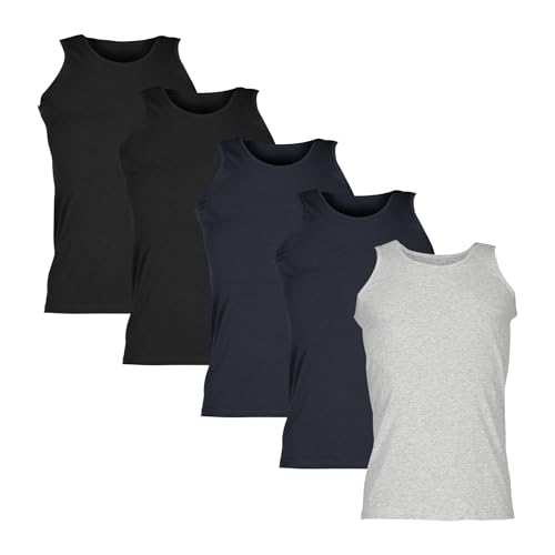 Fruit of the Loom Valueweight Athletic Vest Unterhemd 5er-Pack Herren, 2X Schwarz +2X Deep Navy +1x Grau, S von Fruit of the Loom