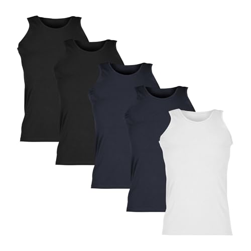Fruit of the Loom Valueweight Athletic Vest Unterhemd 5er-Pack Herren, 2X Schwarz +2X Deep Navy +1x Weiß, L von Fruit of the Loom