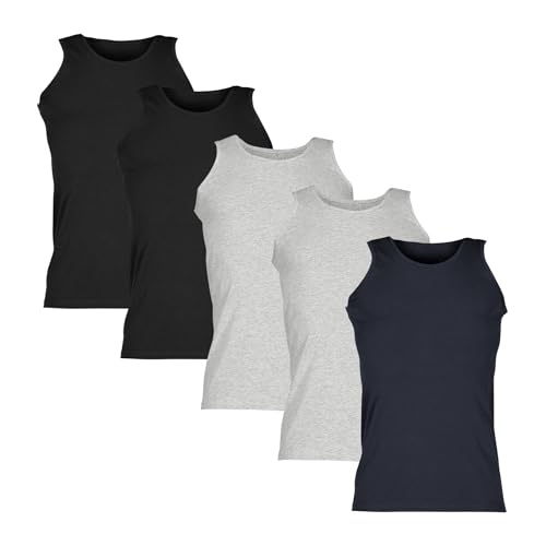 Fruit of the Loom Valueweight Athletic Vest Unterhemd 5er-Pack Herren, 2X Schwarz +2X Grau +1x Deep Navy, XXL von Fruit of the Loom