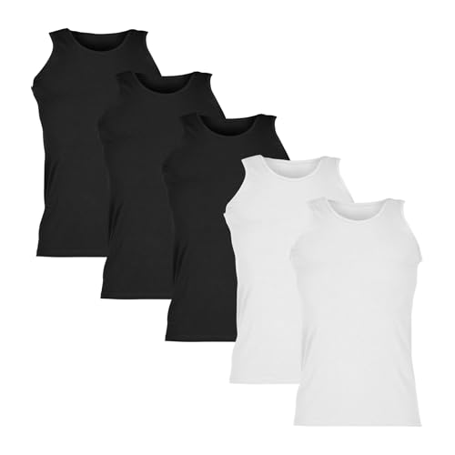Fruit of the Loom Valueweight Athletic Vest Unterhemd 5er-Pack Herren, 3X Schwarz + 2X Weiß, XXL von Fruit of the Loom