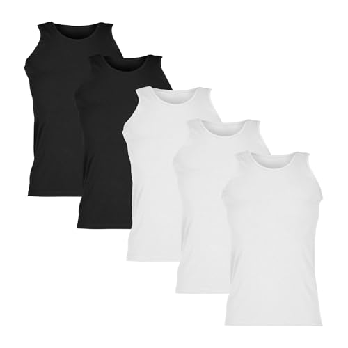 Fruit of the Loom Valueweight Athletic Vest Unterhemd 5er-Pack Herren, 3X Weiß + 2X Schwarz, XL von Fruit of the Loom