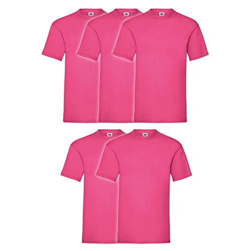 Fruit of the Loom Valueweight Herren-T-Shirt, kurzärmelig, 5 Stück, Fuchsia, L von Fruit of the Loom