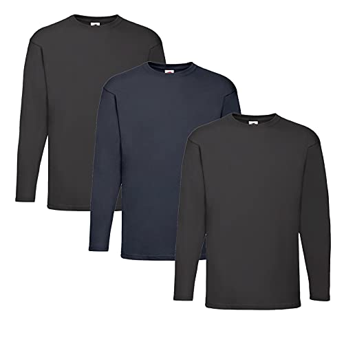Fruit of the Loom Valueweight Langarm-T-Shirt für Herren, 2 x Schwarz + 1 x Dunkelblau + 1 x Hlkauf Notizblock, M Fruit of the Loom Valueweight Langarm-T-Shirt für Herren, 2 x Schwarz + 1 x Dunkelblau + 1 x Hlkauf Notizblock, M von Fruit of the Loom