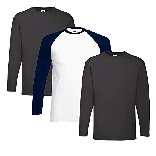Fruit of the Loom Valueweight Langarm-T-Shirt für Herren, 2 Schwarz + 1 Base Whitenavy + 1 Hlkauf Notizblock, M Fruit of the Loom Valueweight Langarm-T-Shirt für Herren, 2 Schwarz + 1 Base Whitenavy + 1 Hlkauf Notizblock, M von Fruit of the Loom