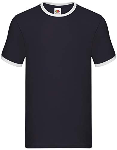 Fruit of the Loom Valueweight Ringer T Herren T-Shirt, Größe:S, Farbe:Navy/weiß von Fruit of the Loom