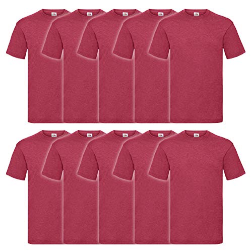 Fruit of the Loom Valueweight T 10er Pack Herren T-Shirt Mehrpack, Farbe:Vintage rot meliert, Größe:2XL Fruit of the Loom Valueweight T 10er Pack Herren T-Shirt Mehrpack, Farbe:Vintage rot meliert, Größe:2XL von Fruit of the Loom