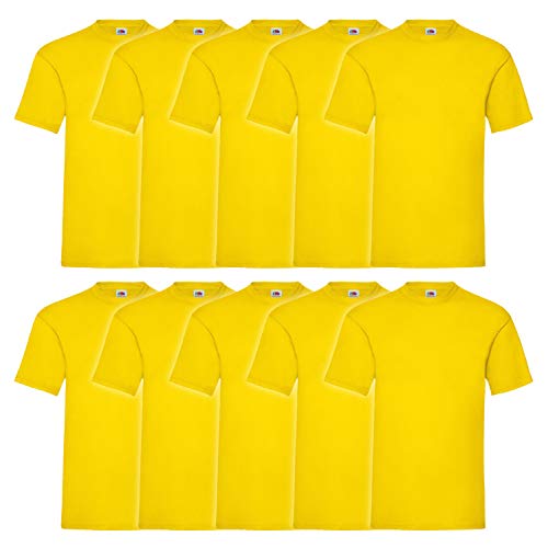 Fruit of the Loom Valueweight T 10er Pack Herren T-Shirt Mehrpack, Farbe:gelb, GröÃŸe:2XL von Fruit of the Loom