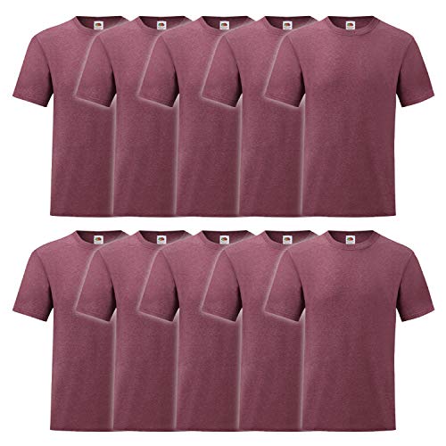 Fruit of the Loom Valueweight T 10er Pack Herren T-Shirt Mehrpack, GröÃŸe:3XL, Farbe:Burgund meliert von Fruit of the Loom