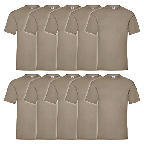 Fruit of the Loom Valueweight T 10er Pack Herren T-Shirt Mehrpack, GröÃŸe:3XL, Farbe:Khaki von Fruit of the Loom