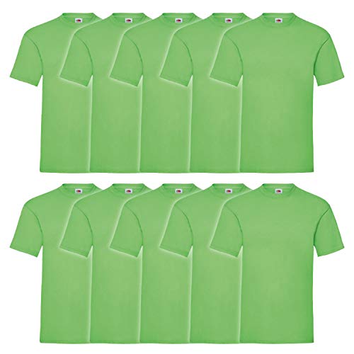Fruit of the Loom Valueweight T 10er Pack Herren T-Shirt Mehrpack, GröÃŸe:3XL, Farbe:Lime von Fruit of the Loom