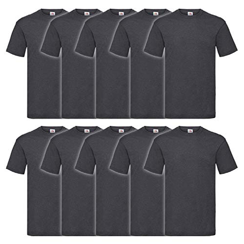 Fruit of the Loom Valueweight T 10er Pack Herren T-Shirt Mehrpack, GröÃŸe:3XL, Farbe:dunkelgrau meliert von Fruit of the Loom