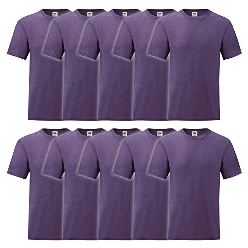 Fruit of the Loom Valueweight T 10er Pack Herren T-Shirt Mehrpack, GröÃŸe:L, Farbe:violett meliert von Fruit of the Loom