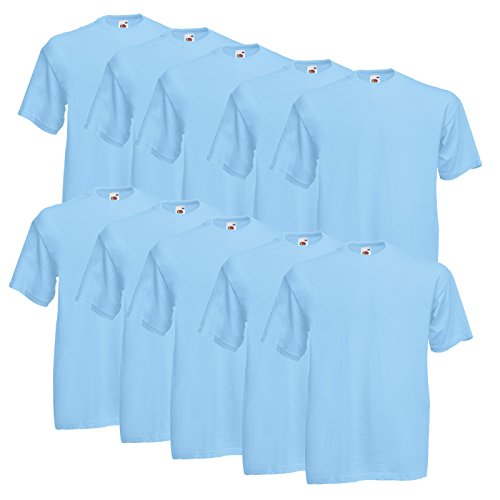 Fruit of the Loom Valueweight T 10er Pack Herren T-Shirt Mehrpack, Größe:3XL, Farbe:Pastellblau von Fruit of the Loom