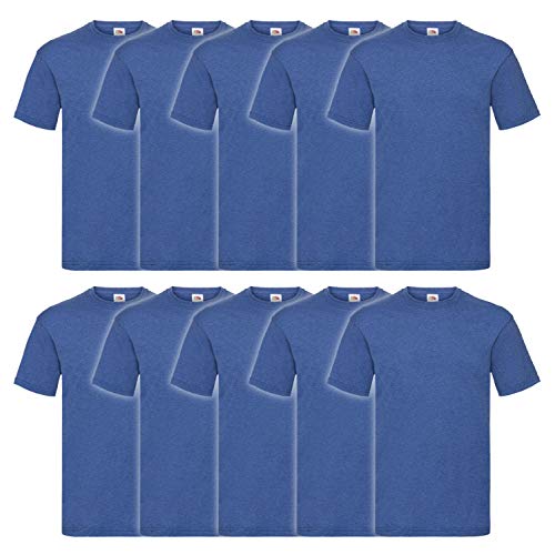 Fruit of the Loom Valueweight T 10er Pack Herren T-Shirt Mehrpack, Größe:3XL, Farbe:Retro Royalblau meliert von Fruit of the Loom