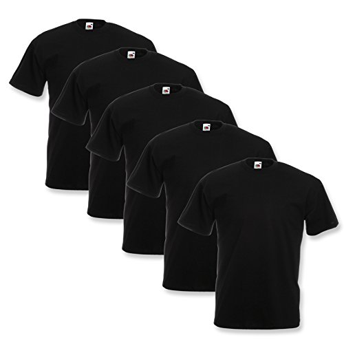 Fruit of the Loom Valueweight T 5er Pack, Farbe:schwarz, Größe:4XL von Fruit of the Loom
