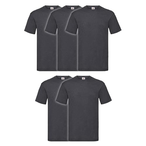 Fruit of the Loom Valueweight T 5er Pack, Größe:L, Farbe:dunkelgrau meliert von Fruit of the Loom