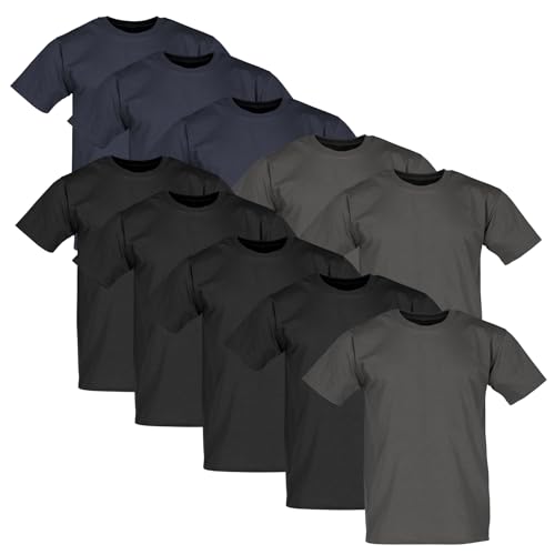 Fruit of the Loom Valueweight T Shirt 10er-Pack Herren, 4xBlack+3xDeepNavy+3xLightGraphite, L von Fruit of the Loom