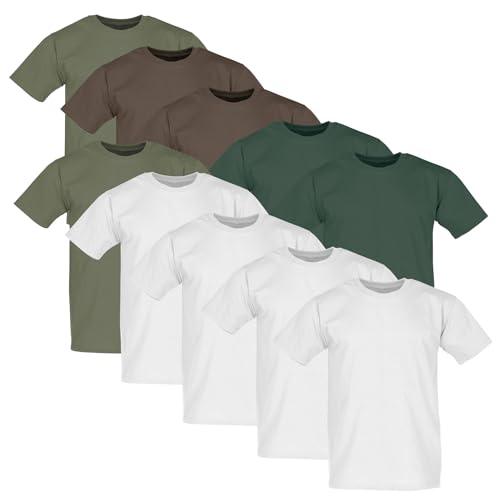 Fruit of the Loom Valueweight T Shirt 10er-Pack Herren, 4xWhite+2xOlive+2xChoco+2xBottle, XL von Fruit of the Loom