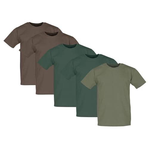 Fruit of the Loom Valueweight T Shirt 5er-Pack Herren, 2xChoco +2xBottle +1xOlive, S von Fruit of the Loom