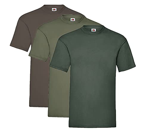 Fruit of the Loom Valueweight T-Shirt Diverse Farbsets S M L XL XXL 3XL 4XL 5XL (3XL, 1x Schoko + 1x Olive + 1x Flaschengrün + 1HL Kauf Notizblock) von Fruit of the Loom
