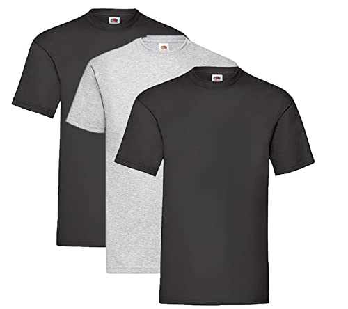Fruit of the Loom Valueweight T-Shirt Diverse Farbsets S M L XL XXL 3XL 4XL 5XL (5XL, 2X Schwarz + 1x Grau + 1HL Kauf Notizblock) von Fruit of the Loom