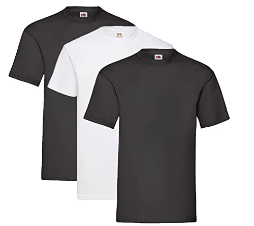 Fruit of the Loom Valueweight T-Shirt Diverse Farbsets S M L XL XXL 3XL 4XL 5XL (L, 2X Schwarz + 1x Weiss + 1HL Kauf Notizblock) von Fruit of the Loom
