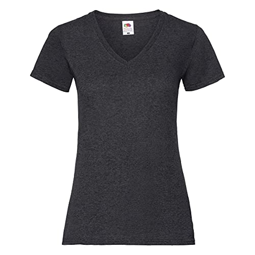 Fruit of the Loom Valueweight V-Neck T Lady-Fit Damen T-Shirt tailliert NEU, Farbe:dunkelgrau meliert, Größe:2XL von Fruit of the Loom