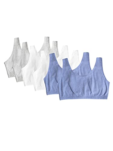 Fruit of the Loom Women's Built-Up Sports Bra, Heather Gray/White/Heather Blue, 44 (Pack of 6) von Fruit of the Loom