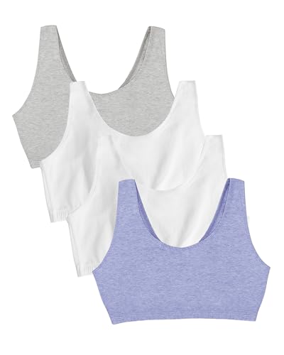 Fruit of the Loom Women's Built Up Tank Style Sports Bra, Heather Grey/White/White/Blue Heather 4-Pack, 40 von Fruit of the Loom