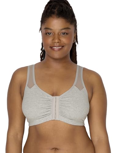 Fruit of the Loom Women's Comfort Front Close Sport Bra with Mesh Straps, Grey Mixed, 36C von Fruit of the Loom
