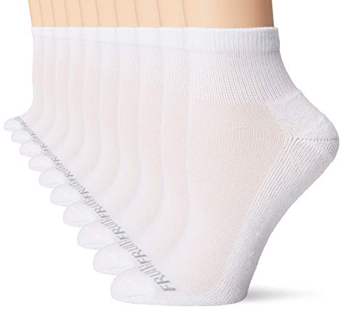 Fruit of the Loom Women's Everyday Soft Cushioned Ankle Socks 10 Pair, White, Shoe Size: 4-10 von Fruit of the Loom