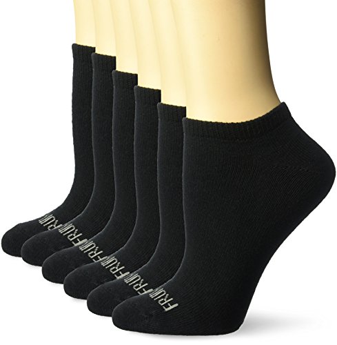 Fruit of the Loom Women's Plus 6-Pair No Show Socks, Black, Shoe Size: 8-12(Large) von Fruit of the Loom