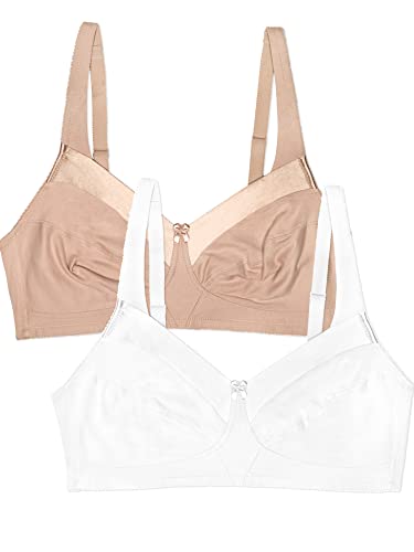 Fruit of the Loom Women's Seamed Soft Cup Wirefree Bra, 2-Pack, Sand/White von Fruit of the Loom