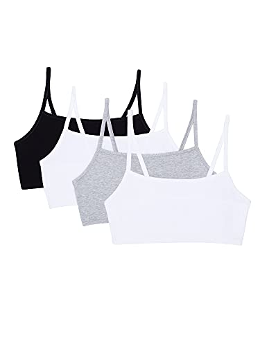 Fruit of the Loom Women's Spaghetti Strap Cotton Pullover Sports Bra, Black/White/White/Heather Grey 4-Pack, 32 von Fruit of the Loom